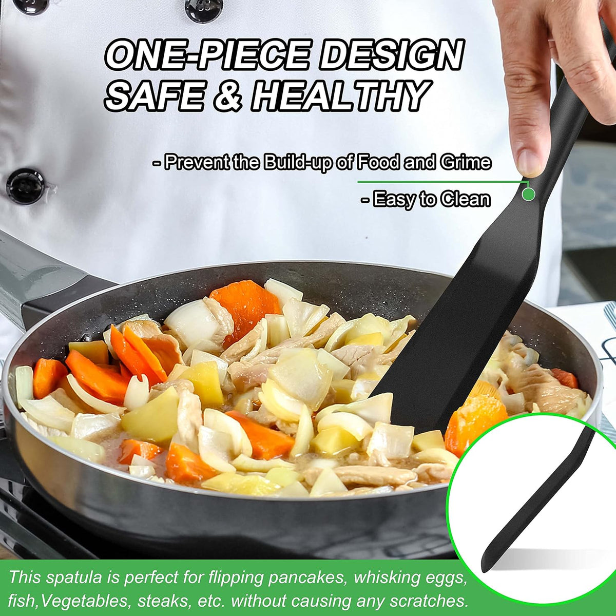 Silicone Spatula Set of 5 - Seamless One-Pieces Design, Non-Stick Rubber Spatulas Kitchen Scraper Flexible for Easy Baking, Cooking, Scraping & Mixing, Heat Resistant & Dishwasher Safe