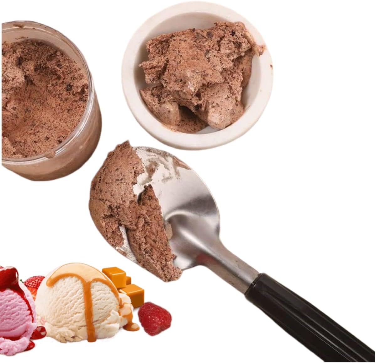 Heavy Duty Ice Cream Spade Scoop with Non-Slip Handle - Stainless Steel Ice Cream Spoon Paddle Perfect for Scooping and Serving Hard Frozen Treats