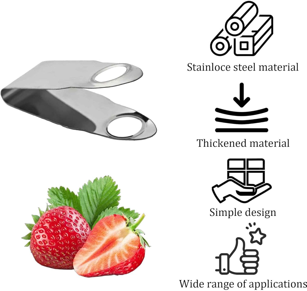 Stainless Steel Strawberry Huller, Fruit Stem Remover Tool for Strawberry, Cherry Tomato, and Small Fruits