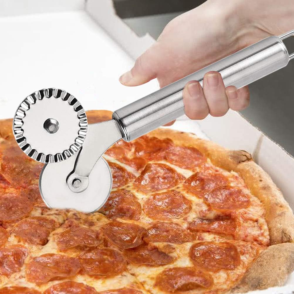 2 Pcs 5 Wheel Pastry Cutter Pizza Cutter Stainless Steel Knife | Multi-round Slicer Wheels, Expandable Roller Dough Divider Tools, Baking Pies Cookies Waffles Lattice Cutting Sheets Gears