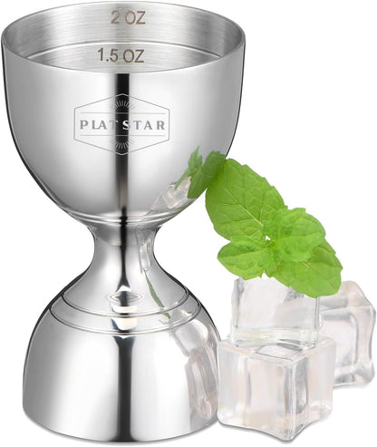 Cocktail Measuring Jigger, Shot Measure Double Jigger with Measurements inside, Bar Jigger Liquor Alcohol Measuring, Bell Jigger for Bartending, 2 oz 1 oz Bartender Jigger Stainless Steel