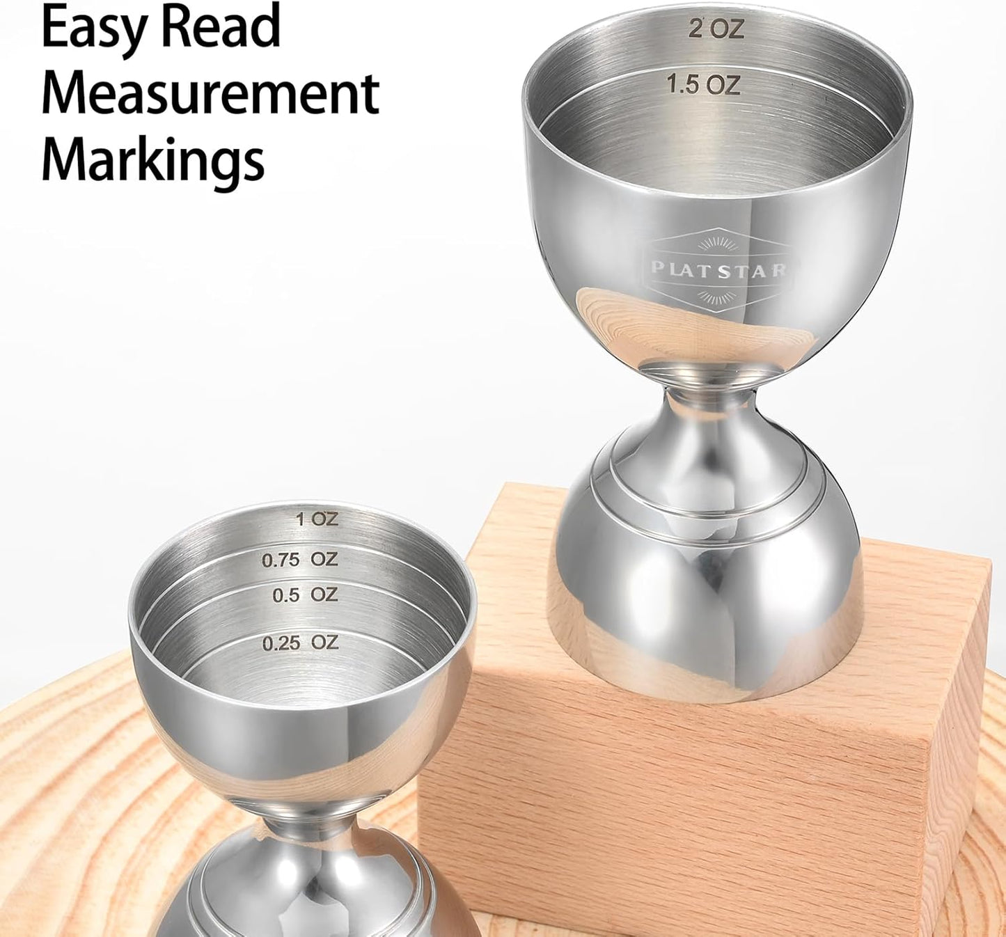 Cocktail Measuring Jigger, Shot Measure Double Jigger with Measurements inside, Bar Jigger Liquor Alcohol Measuring, Bell Jigger for Bartending, 2 oz 1 oz Bartender Jigger Stainless Steel