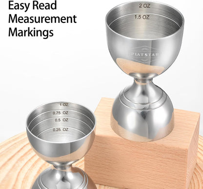 Cocktail Measuring Jigger, Shot Measure Double Jigger with Measurements inside, Bar Jigger Liquor Alcohol Measuring, Bell Jigger for Bartending, 2 oz 1 oz Bartender Jigger Stainless Steel