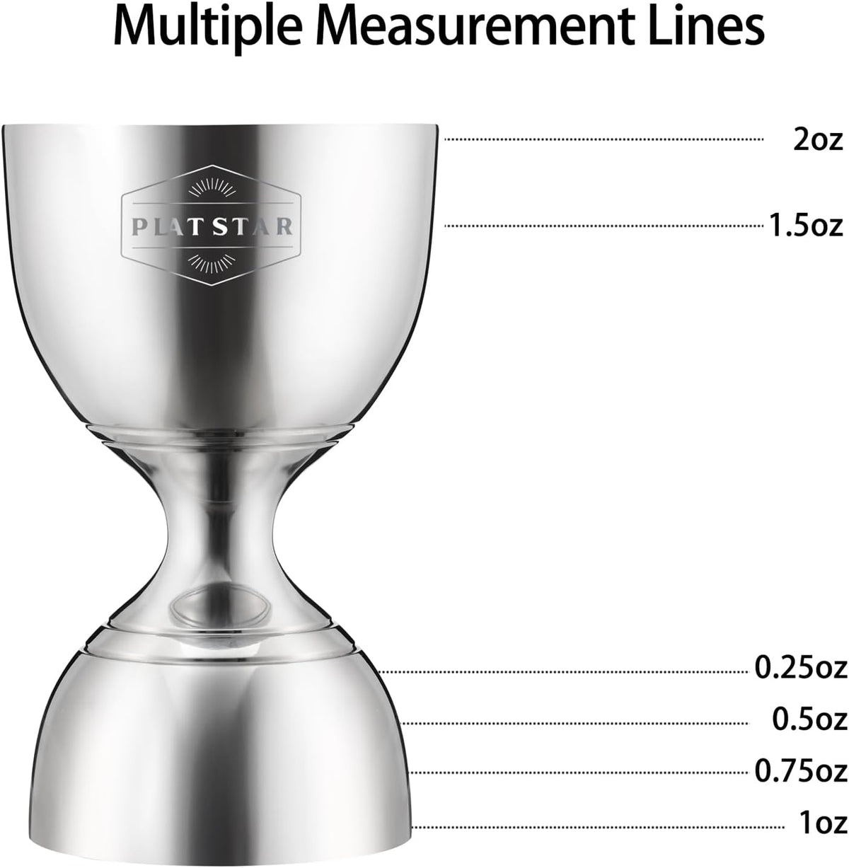 Cocktail Measuring Jigger, Shot Measure Double Jigger with Measurements inside, Bar Jigger Liquor Alcohol Measuring, Bell Jigger for Bartending, 2 oz 1 oz Bartender Jigger Stainless Steel