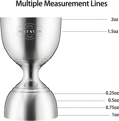 Cocktail Measuring Jigger, Shot Measure Double Jigger with Measurements inside, Bar Jigger Liquor Alcohol Measuring, Bell Jigger for Bartending, 2 oz 1 oz Bartender Jigger Stainless Steel