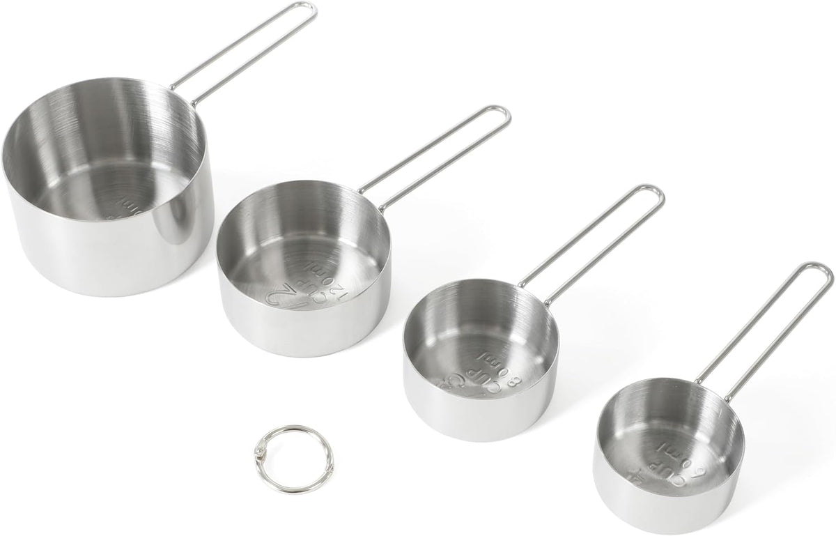 Richburn 4-Piece Stainless Steel Measuring Cups Set – Durable and Accurate Kitchen Measuring Tools for Baking and Cooking