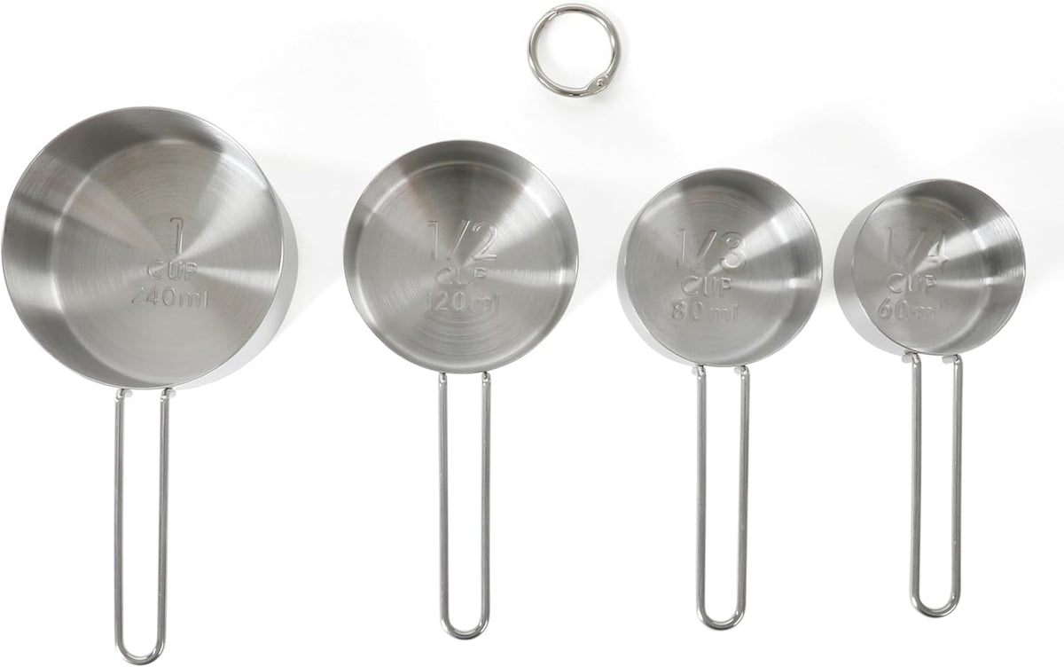 Richburn 4-Piece Stainless Steel Measuring Cups Set – Durable and Accurate Kitchen Measuring Tools for Baking and Cooking