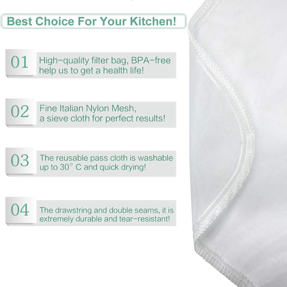 Nut Milk Bag Reusable Food Strainer Nut Bag(12×12 in)