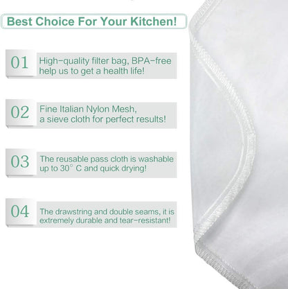Nut Milk Bag Reusable Food Strainer Nut Bag(12×12 in)