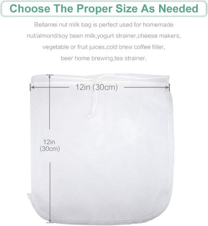 Nut Milk Bag Reusable Food Strainer Nut Bag(12×12 in)