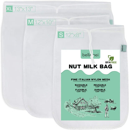 Nut Milk Bag Reusable Food Strainer Nut Bag(12×12 in)