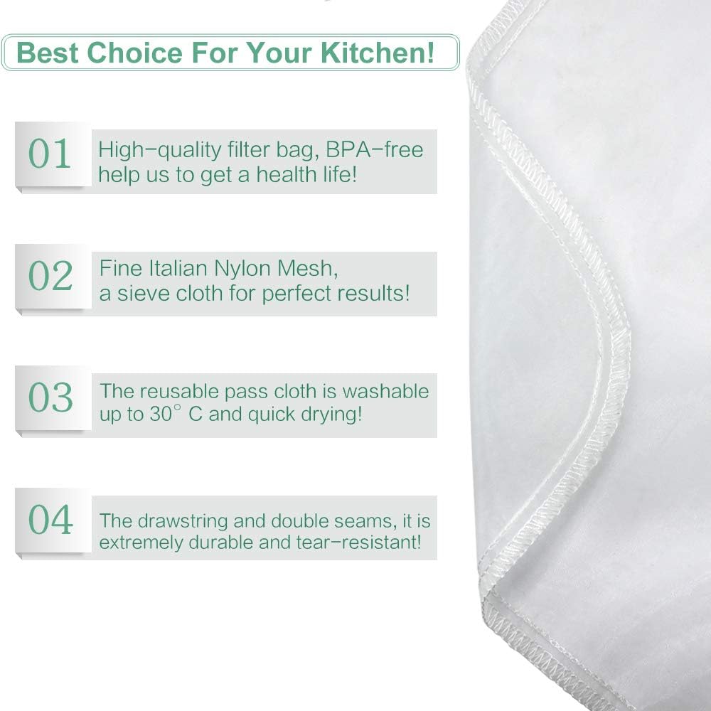 Nut Milk Bag Reusable Food Strainer Nut Bag(12×12 in)