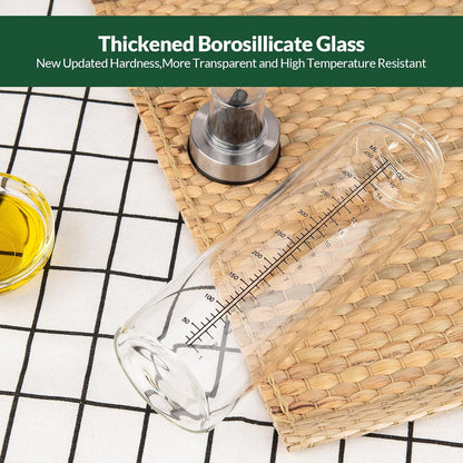 Oil Bottles, Olive Oil Dispenser, Oil Dispenser Bottles, Oil Dispenser, Oil Dispenser Bottle for Kitchen, Glass Oil Bottle 500ml, Easy Refill & Cleaning Non-Drip Spout(500ml 2pcs)