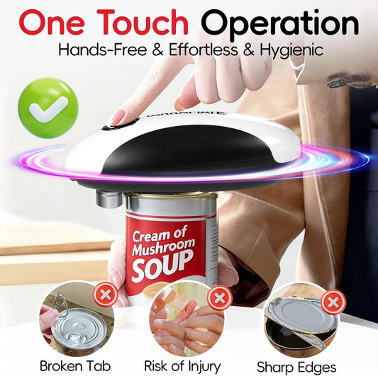 Electric Can Opener, One Touch Rechargeable Automatic Can Openers for Kitchen Fits All Cans Sizes - Smooth Edge, Hands-Free for Seniors | With Storage Bag, Portable for Travel