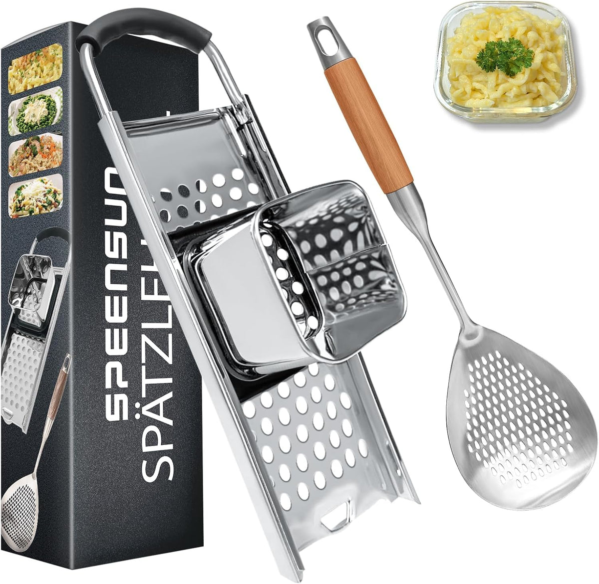 Stainless Steel Spaetzle Maker & Strainer Set for 30CM Pots