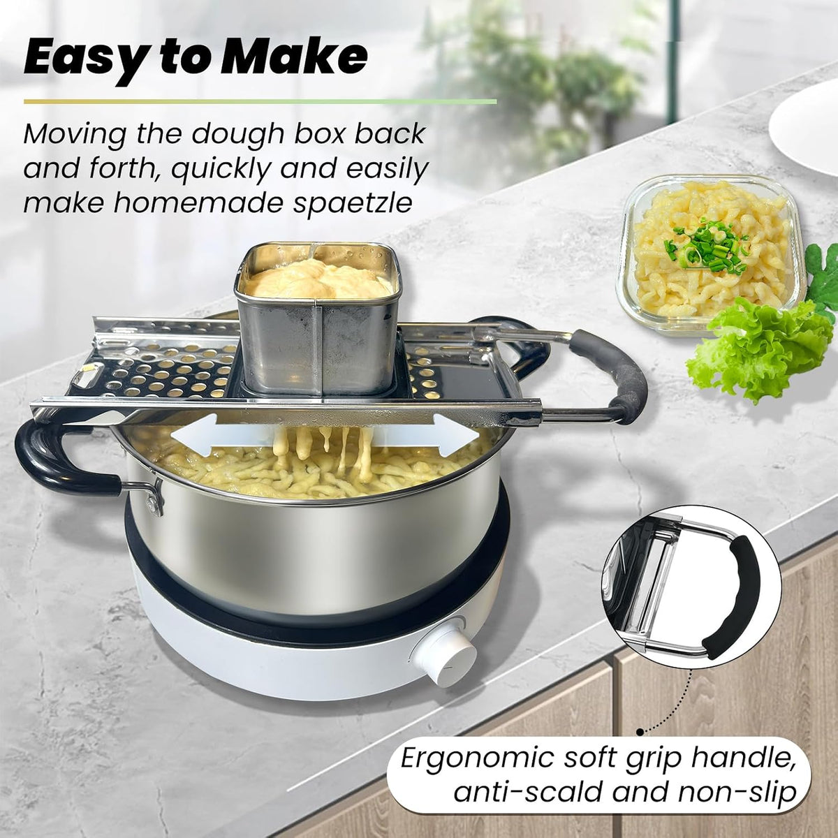 Stainless Steel Spaetzle Maker & Strainer Set for 30CM Pots