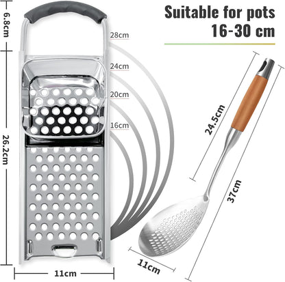 Stainless Steel Spaetzle Maker & Strainer Set for 30CM Pots