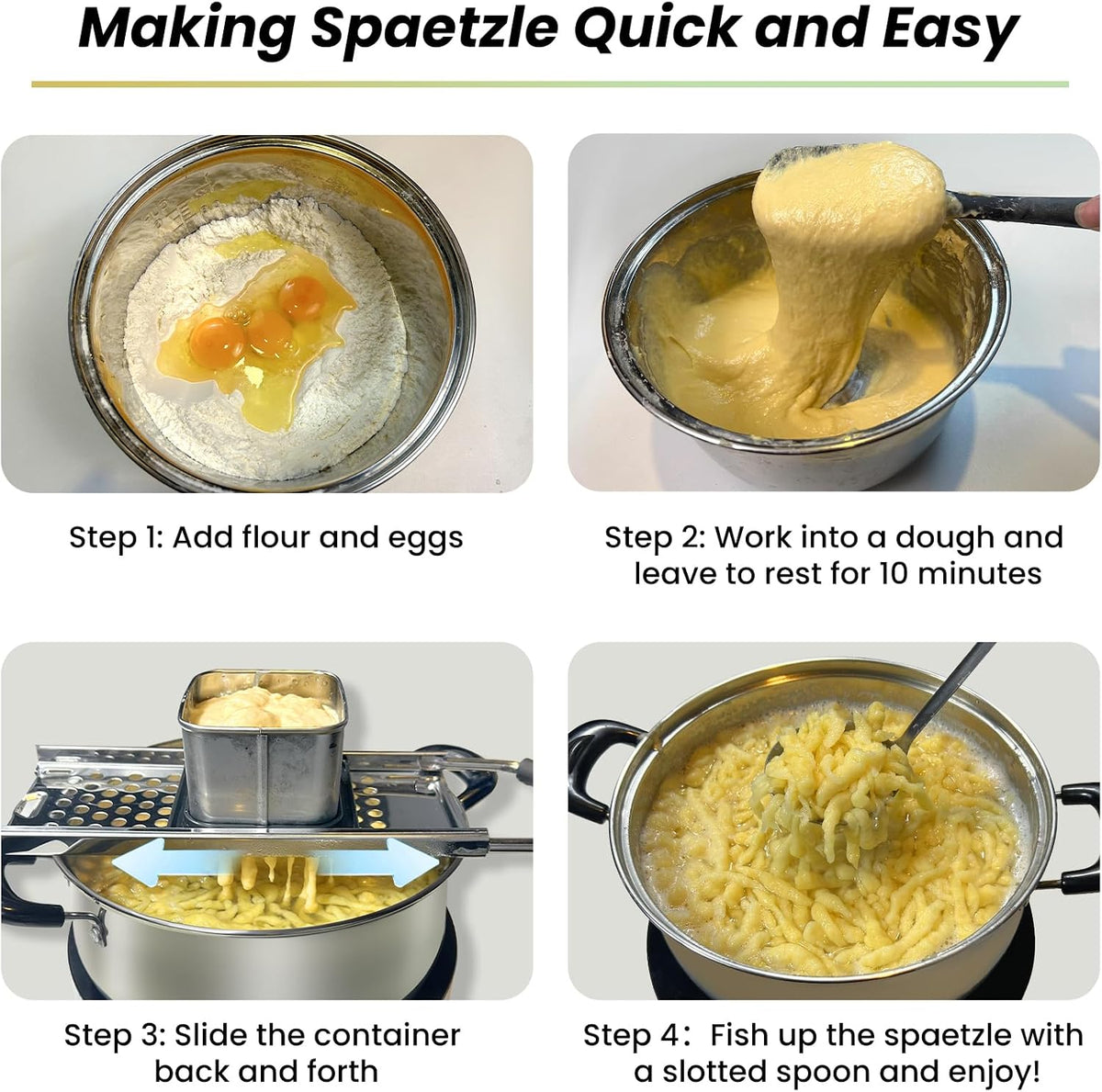 Stainless Steel Spaetzle Maker & Strainer Set for 30CM Pots
