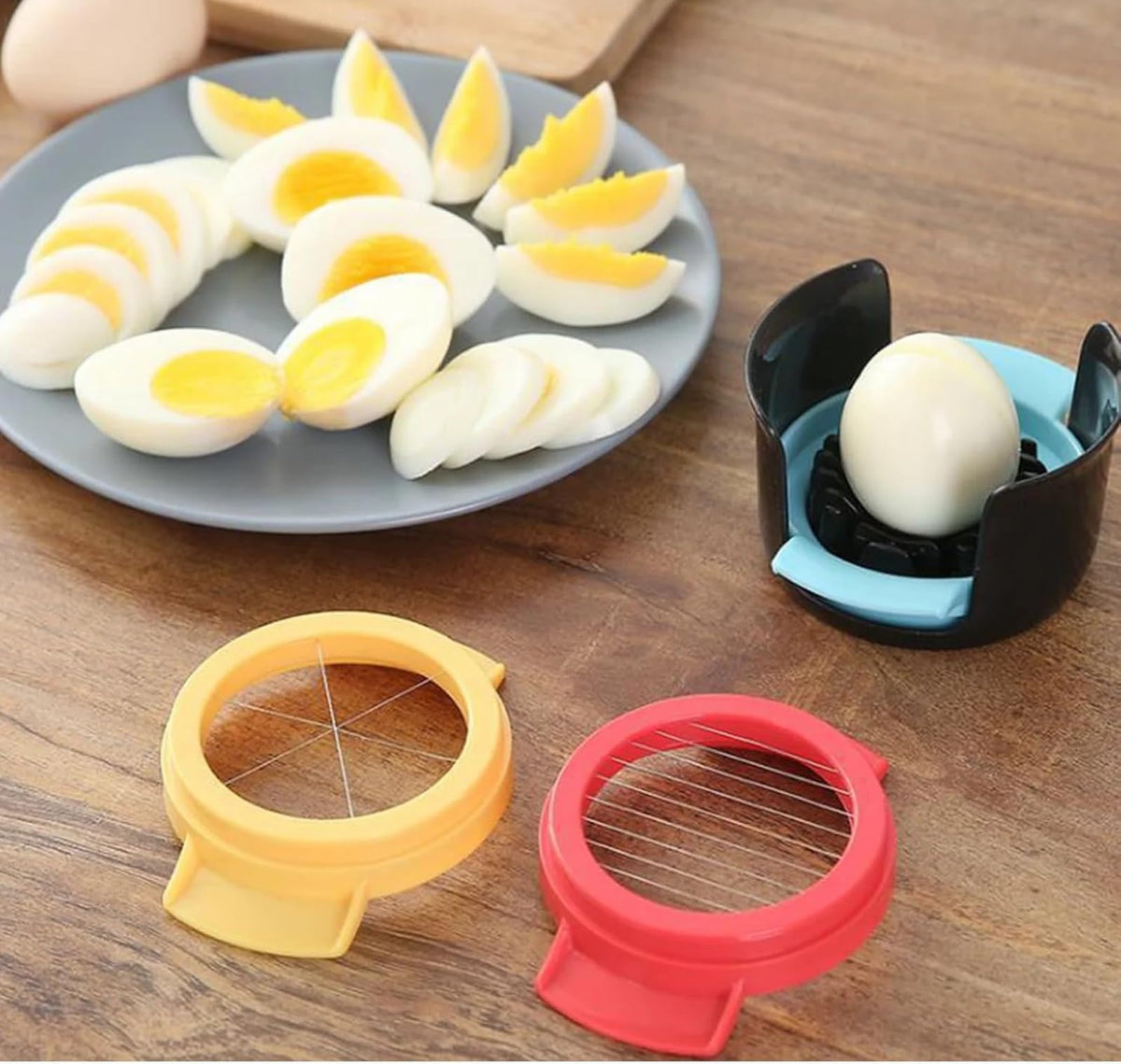 Egg Slicer, 3-In-1 Stainless Wire Egg Slicer Practical and Sturdy | Suitable for Hard Boiled Eggs, Soft Fruit, Cutting out Regular and Beautiful Shapes