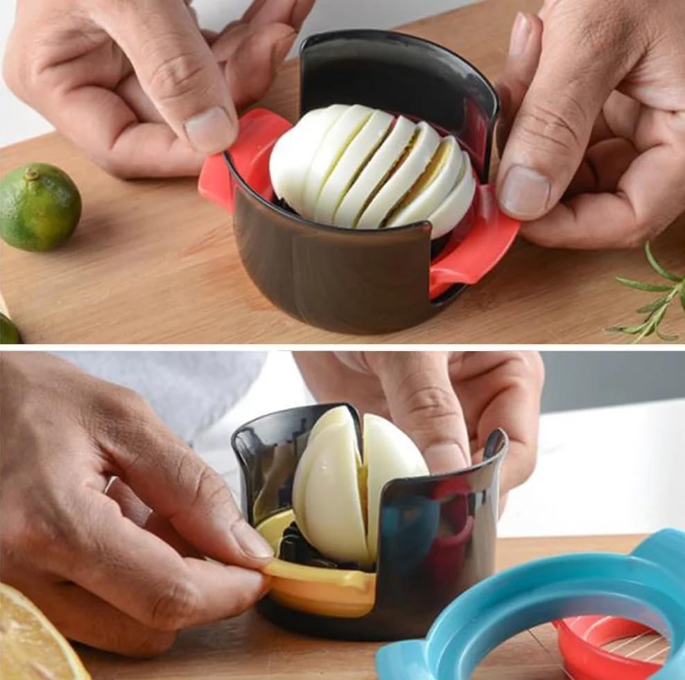 Egg Slicer, 3-In-1 Stainless Wire Egg Slicer Practical and Sturdy | Suitable for Hard Boiled Eggs, Soft Fruit, Cutting out Regular and Beautiful Shapes