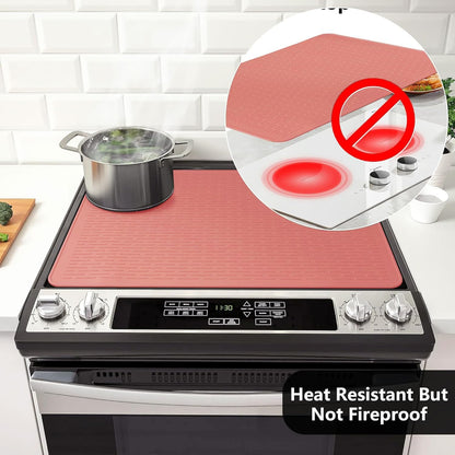 Stove Top Cover for Electric Stove- Range Covers for Electric Stove,Silicone XXL Dish Drying Mat, Glass Cooktop Covers, Flat RV Range top Mats (Black, 28"x20")