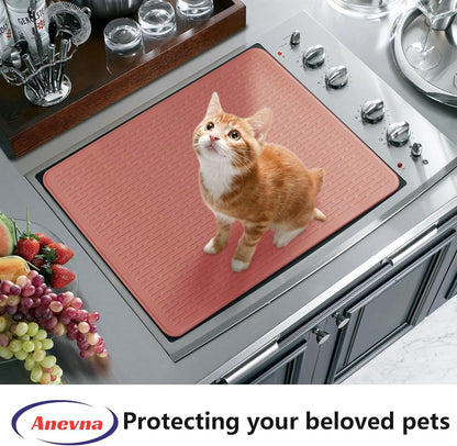 Stove Top Cover for Electric Stove- Range Covers for Electric Stove,Silicone XXL Dish Drying Mat, Glass Cooktop Covers, Flat RV Range top Mats (Black, 28"x20")