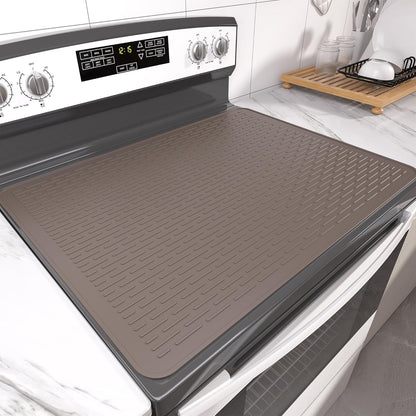 Stove Top Cover for Electric Stove- Range Covers for Electric Stove,Silicone XXL Dish Drying Mat, Glass Cooktop Covers, Flat RV Range top Mats (Black, 28"x20")