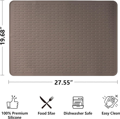 Stove Top Cover for Electric Stove- Range Covers for Electric Stove,Silicone XXL Dish Drying Mat, Glass Cooktop Covers, Flat RV Range top Mats (Black, 28"x20")