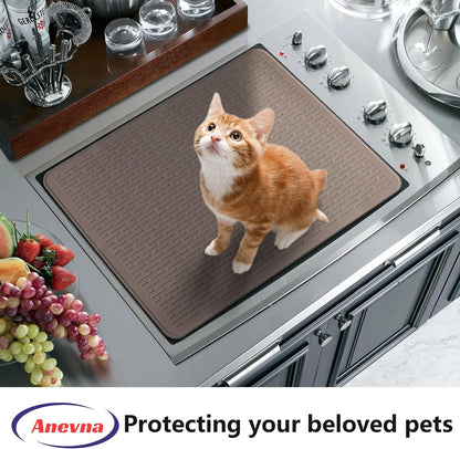 Stove Top Cover for Electric Stove- Range Covers for Electric Stove,Silicone XXL Dish Drying Mat, Glass Cooktop Covers, Flat RV Range top Mats (Black, 28"x20")