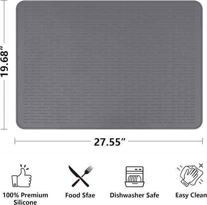 Stove Top Cover for Electric Stove- Range Covers for Electric Stove,Silicone XXL Dish Drying Mat, Glass Cooktop Covers, Flat RV Range top Mats (Black, 28"x20")
