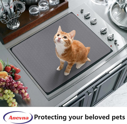 Stove Top Cover for Electric Stove- Range Covers for Electric Stove,Silicone XXL Dish Drying Mat, Glass Cooktop Covers, Flat RV Range top Mats (Black, 28"x20")
