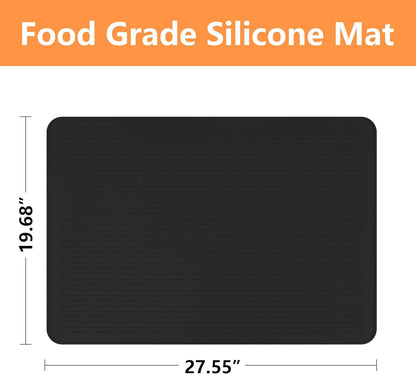 Stove Top Cover for Electric Stove- Range Covers for Electric Stove,Silicone XXL Dish Drying Mat, Glass Cooktop Covers, Flat RV Range top Mats (Black, 28"x20")