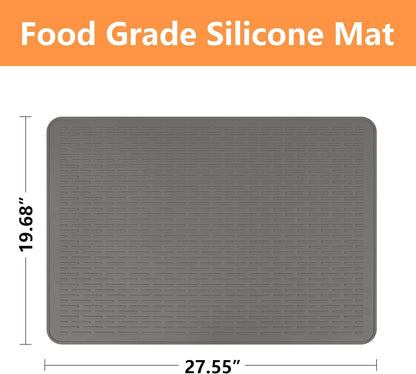 Stove Top Cover for Electric Stove- Range Covers for Electric Stove,Silicone XXL Dish Drying Mat, Glass Cooktop Covers, Flat RV Range top Mats (Black, 28"x20")