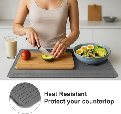 Stove Top Cover for Electric Stove- Range Covers for Electric Stove,Silicone XXL Dish Drying Mat, Glass Cooktop Covers, Flat RV Range top Mats (Black, 28"x20")