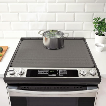 Stove Top Cover for Electric Stove- Range Covers for Electric Stove,Silicone XXL Dish Drying Mat, Glass Cooktop Covers, Flat RV Range top Mats (Black, 28"x20")