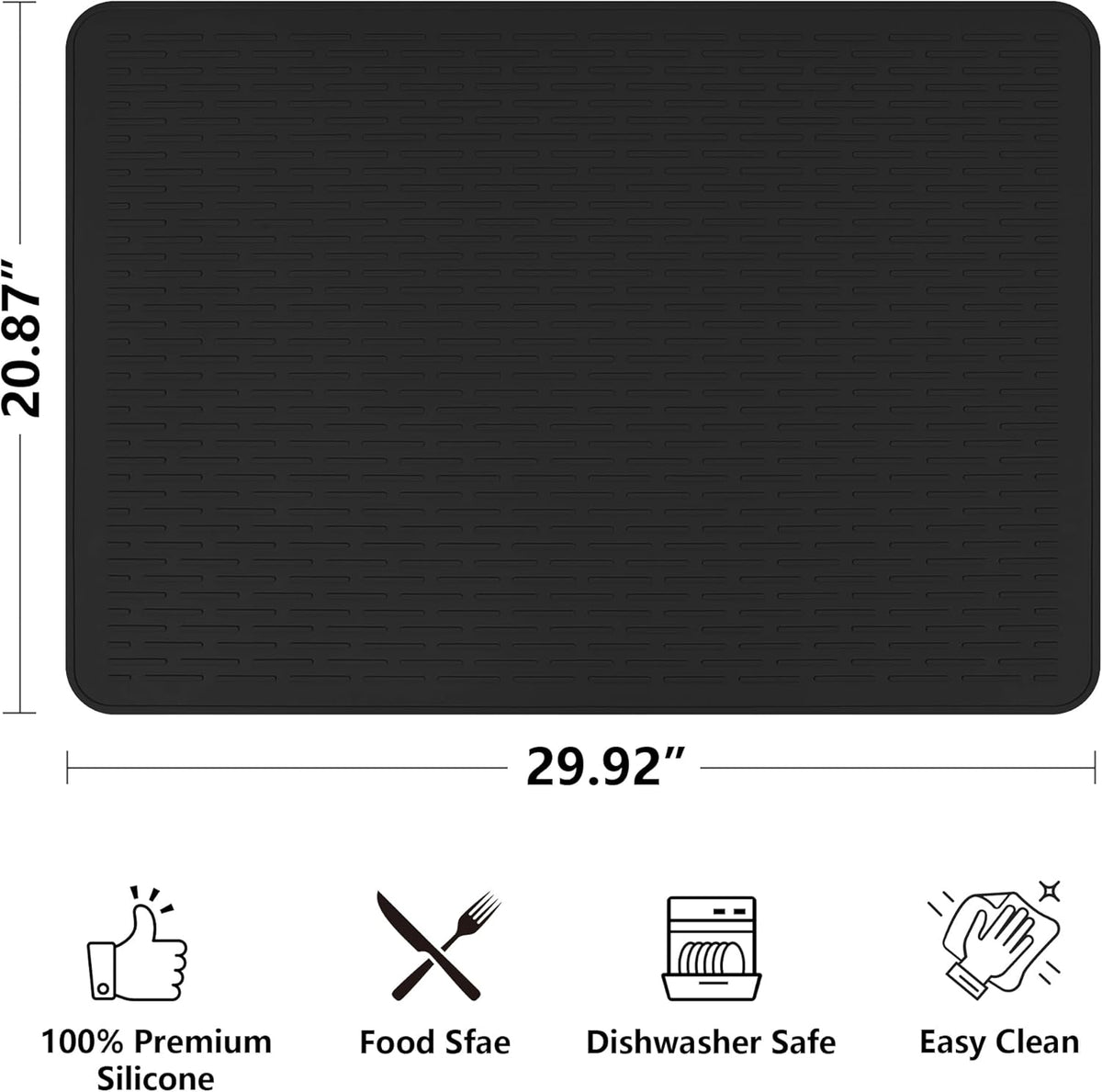 Stove Top Cover for Electric Stove- Range Covers for Electric Stove,Silicone XXL Dish Drying Mat, Glass Cooktop Covers, Flat RV Range top Mats (Black, 28"x20")