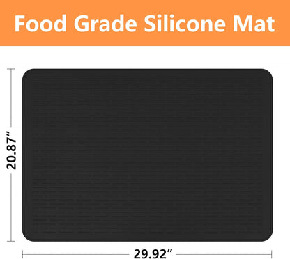 Stove Top Cover for Electric Stove- Range Covers for Electric Stove,Silicone XXL Dish Drying Mat, Glass Cooktop Covers, Flat RV Range top Mats (Black, 28"x20")