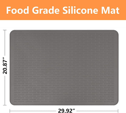 Stove Top Cover for Electric Stove- Range Covers for Electric Stove,Silicone XXL Dish Drying Mat, Glass Cooktop Covers, Flat RV Range top Mats (Black, 28"x20")