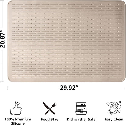 Stove Top Cover for Electric Stove- Range Covers for Electric Stove,Silicone XXL Dish Drying Mat, Glass Cooktop Covers, Flat RV Range top Mats (Black, 28"x20")