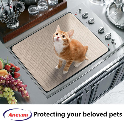 Stove Top Cover for Electric Stove- Range Covers for Electric Stove,Silicone XXL Dish Drying Mat, Glass Cooktop Covers, Flat RV Range top Mats (Black, 28"x20")