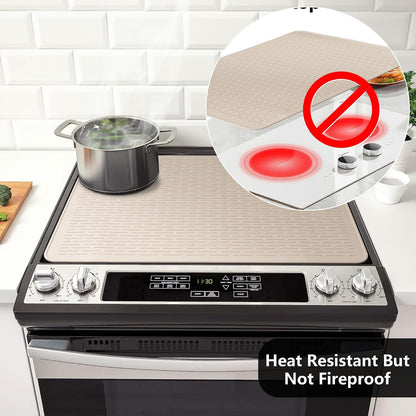 Stove Top Cover for Electric Stove- Range Covers for Electric Stove,Silicone XXL Dish Drying Mat, Glass Cooktop Covers, Flat RV Range top Mats (Black, 28"x20")