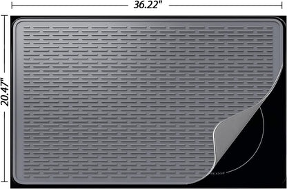 Stove Top Cover for Electric Stove- Range Covers for Electric Stove,Silicone XXL Dish Drying Mat, Glass Cooktop Covers, Flat RV Range top Mats (Black, 28"x20")