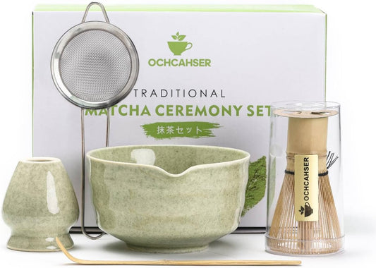Matcha Set, 17 OZ Match Bowl, Matcha Kit for Matcha Lovers. | 5 Pce Japanese Matcha Whisk Set Includes Bowl with Spout, Whisk Holder, Bamboo Whisk and Scoop, Sifter, Great Matcha Gift.