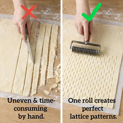 Pastry Lattice Roller Cutter，Stainless Steel Pie Crust Cutter Tool for Pastry Dough, Pizza Bread and Beef Wellington