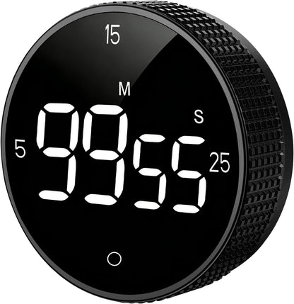 Magnetic Kitchen Timer with Large LED Digital Display, Countdown Countup Visual timers with 3 Volume Levels, 3 Preset 5/15/25 Mins Adjustable Productivity Alarm for Cooking Classroom Fitness Studying