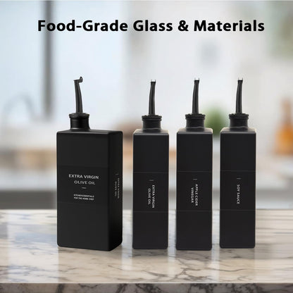 Olive Oil Dispenser Bottle for Kitchen 16.9oz, UV-Blocking Oil and Vinegar Dispenser Set, Soy Sauce Dispenser, Space Saving Design for Countertop (Green)