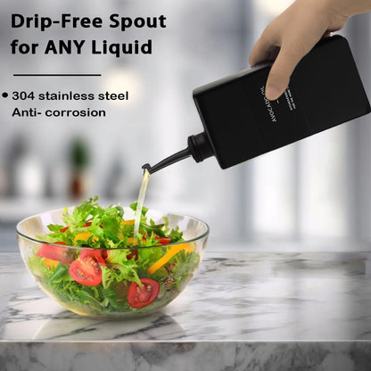 Olive Oil Dispenser Bottle for Kitchen 16.9oz, UV-Blocking Oil and Vinegar Dispenser Set, Soy Sauce Dispenser, Space Saving Design for Countertop (Green)
