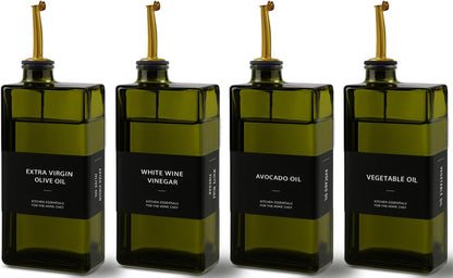 Olive Oil Dispenser Bottle for Kitchen 16.9oz, UV-Blocking Oil and Vinegar Dispenser Set, Soy Sauce Dispenser, Space Saving Design for Countertop (Green)