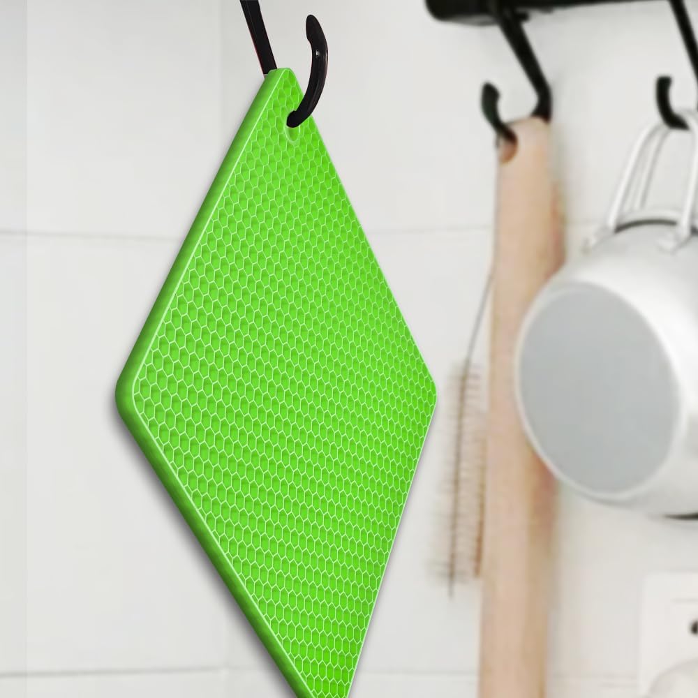 Silicone Square Trivets Mat, 6 Packs Multipurpose Non Slip Heat Resistant Pot Holder-Black
