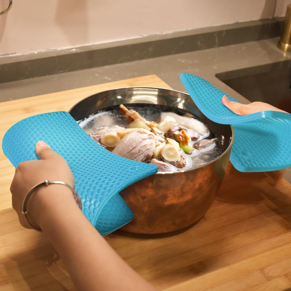 Silicone Square Trivets Mat, 6 Packs Multipurpose Non Slip Heat Resistant Pot Holder-Black